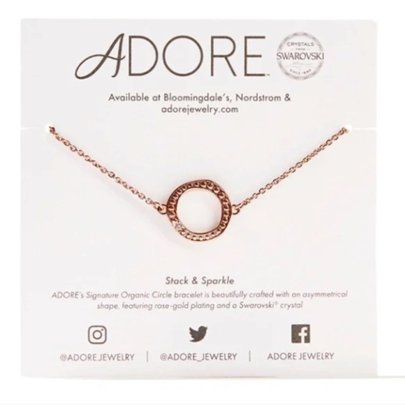 Adore Organic Circle Bracelet Rose Gold Swarovski Crystals - Picture 2 of 5